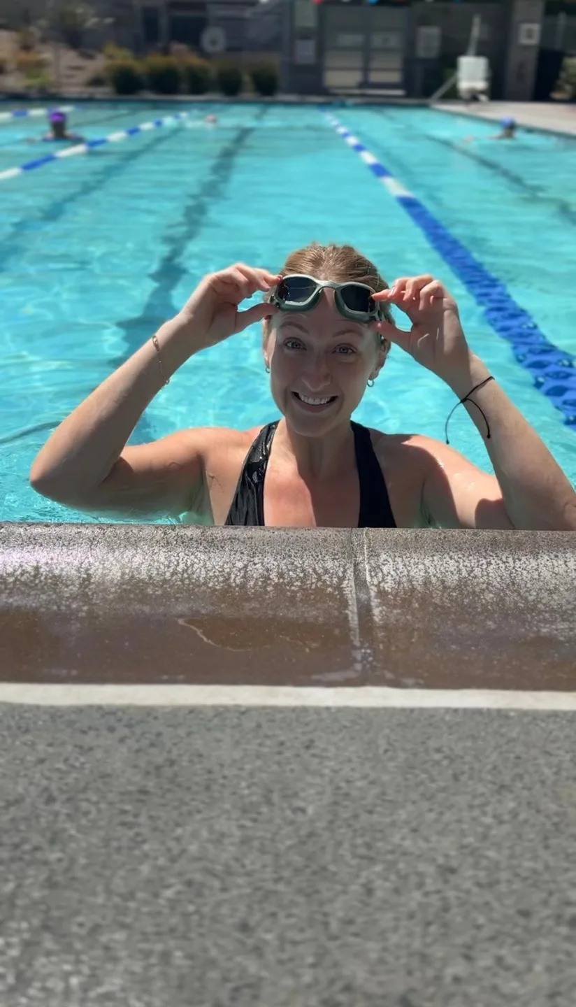 Rachel L., verified customer photo wearing NanoClear™ Flex goggles