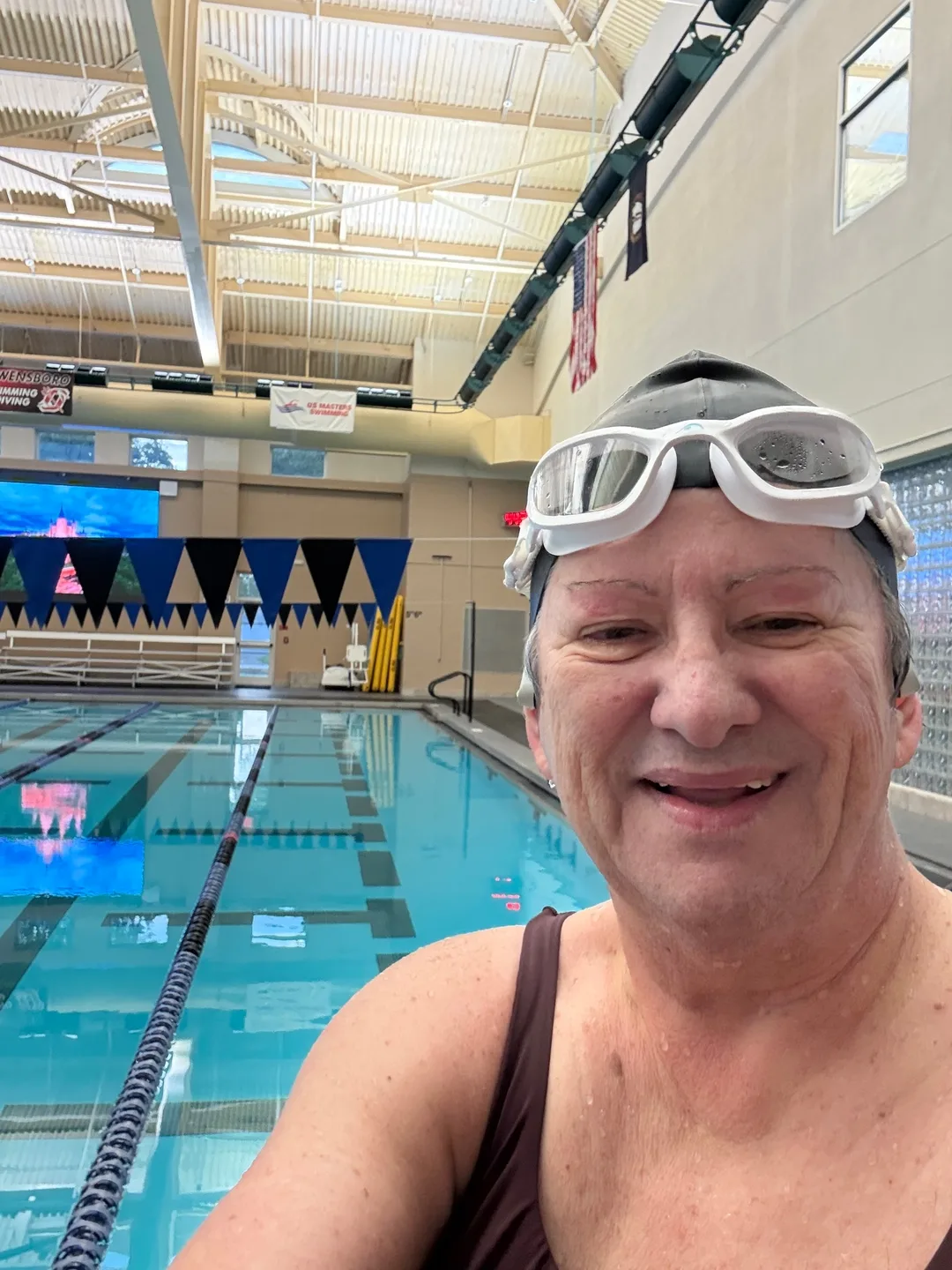 Linda M., verified customer photo wearing NanoClear™ Flex goggles