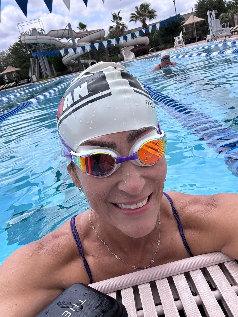 Sarah L., verified customer photo wearing NanoClear™ Strike goggles