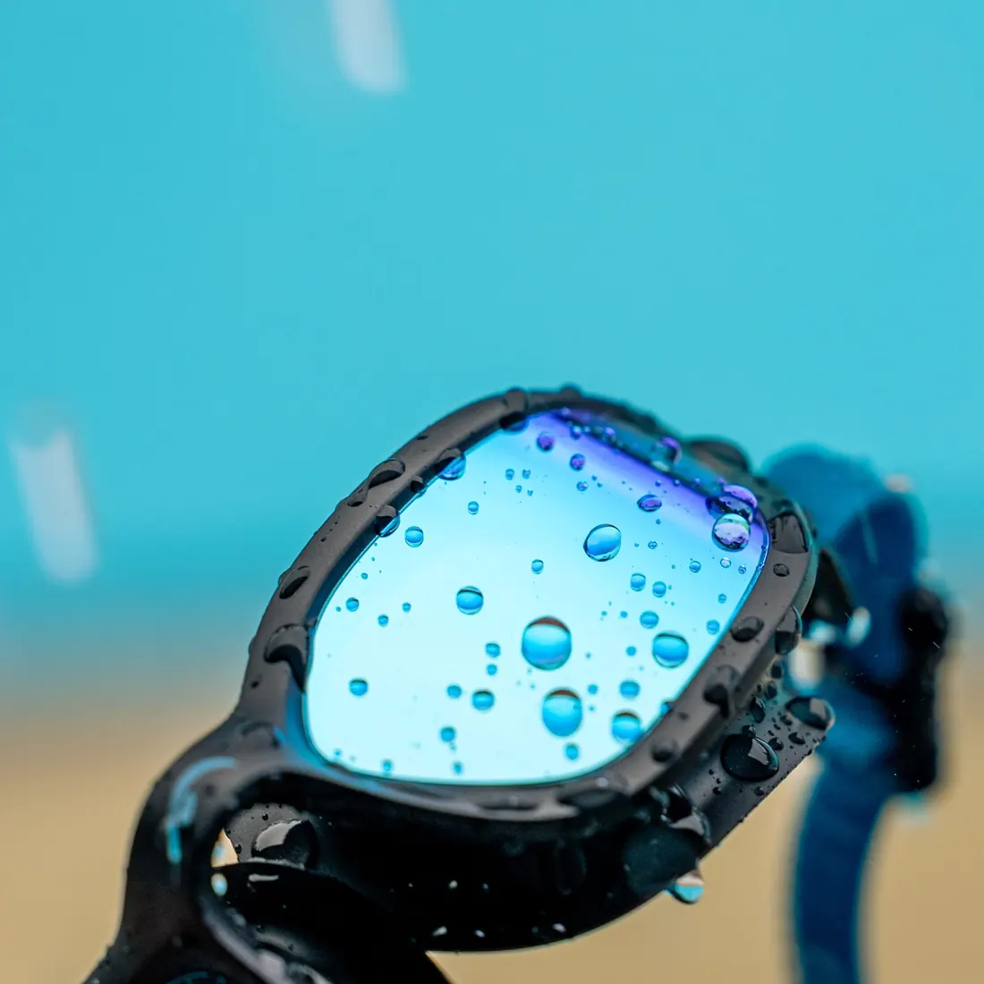 Close-up of a wet NanoClear Flex lens